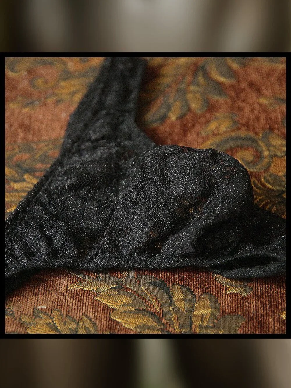 Mens Black Silver Sparkle Lace Thong Handmade